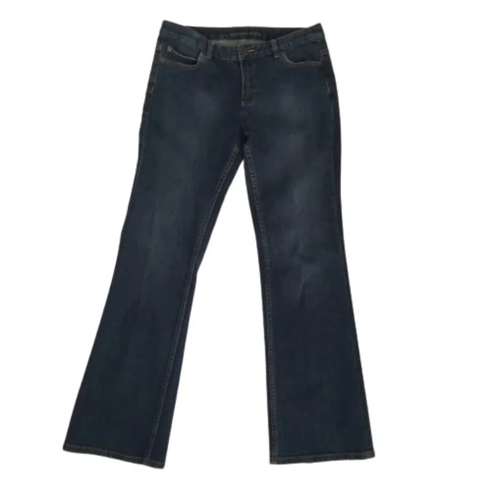 Michael Kors Womens Bootcut Stretch Jeans Dark Wash Embroidered Pockets Size 10